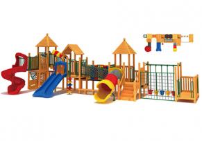 QX-16024幼儿园户外大型木质玩具滑梯/塑料组合滑梯/游乐设施厂家直销