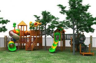 QX-0042幼儿园木质组合滑梯